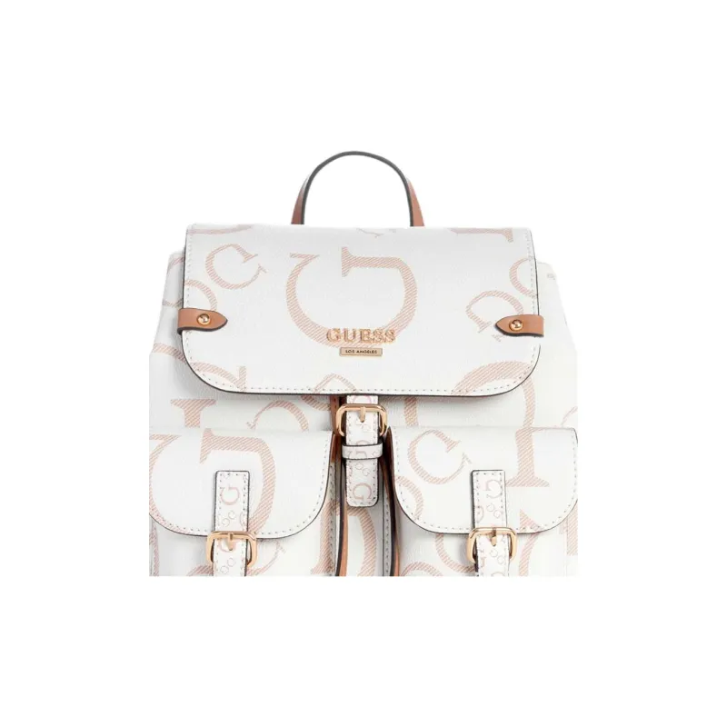 GUESS Coated Canvas Backpack Women's White-4