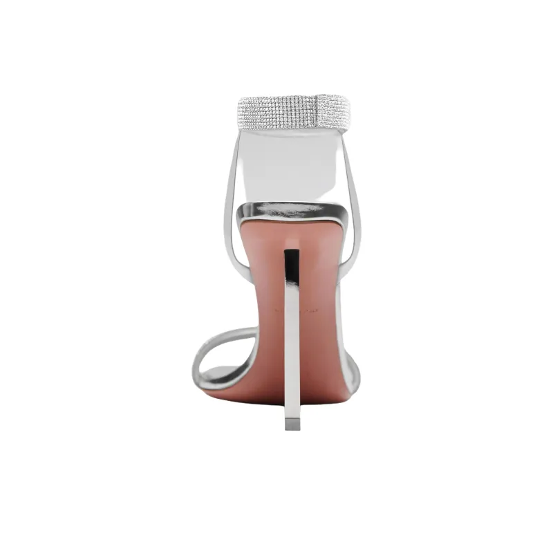 AMINA MUADDI Rih One Strap Sandals 9.5cm Women's Silver-3