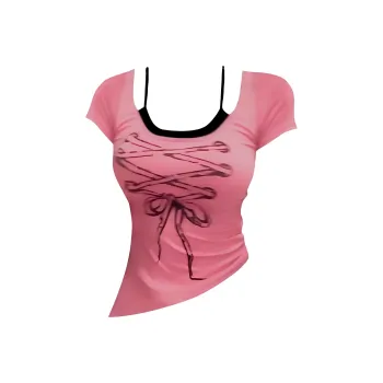 DOKZB T Shirts Women's Peach Pink