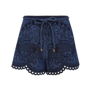 Zimmermann SS25 Summer Swimsuit Collection Denim Shorts Women's Blue