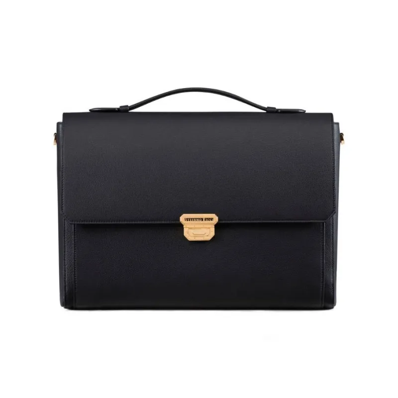 STEFANO RICCI Calfskin Portable Briefcase Unisex Black-0