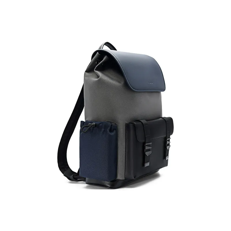 PEDRO Synthetic Material Patchwork Fabric Backpack Tubas Men's Black/Composite Color-9