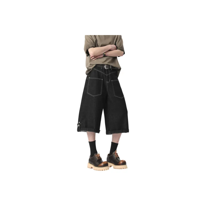 HANDAIWEI Denim Shorts Unisex Original Denim Black-0