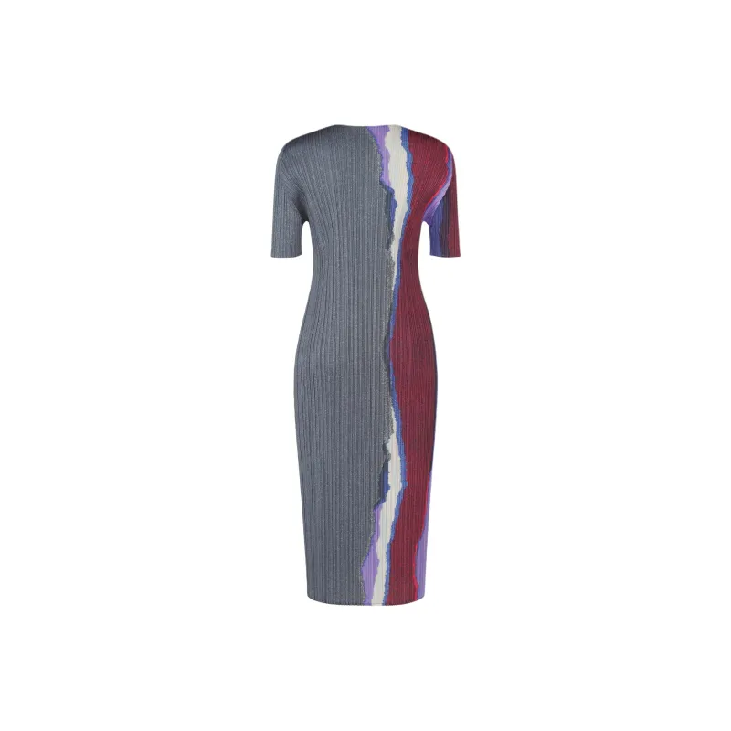 PLEATS PLEASE ISSEY MIYAKE Short Sleeved Dress Women's Gray-1
