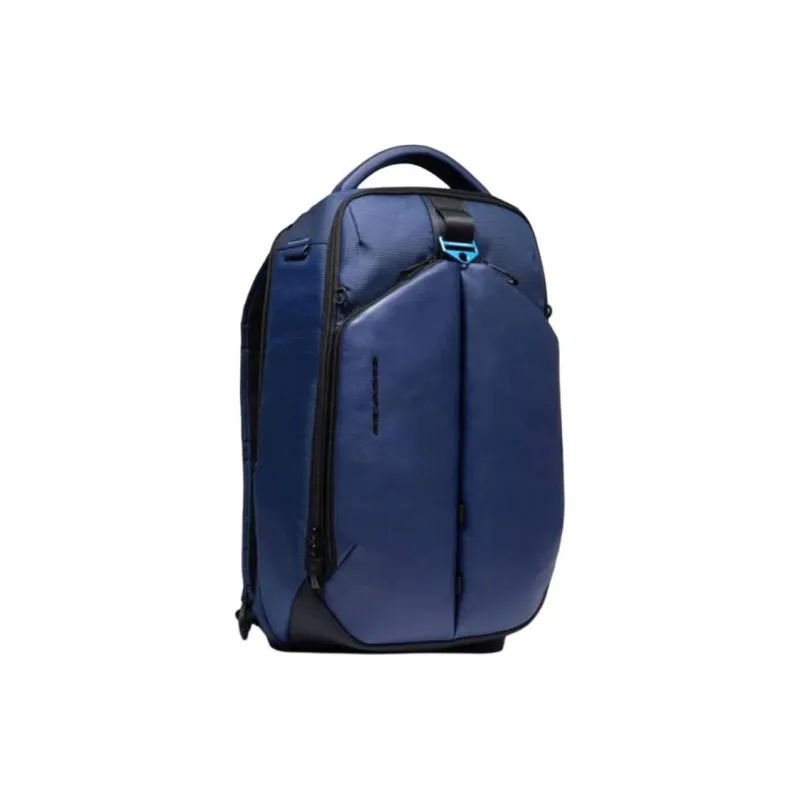 PIQUADRO Leather With Fabric Backpack Men's Blue-1