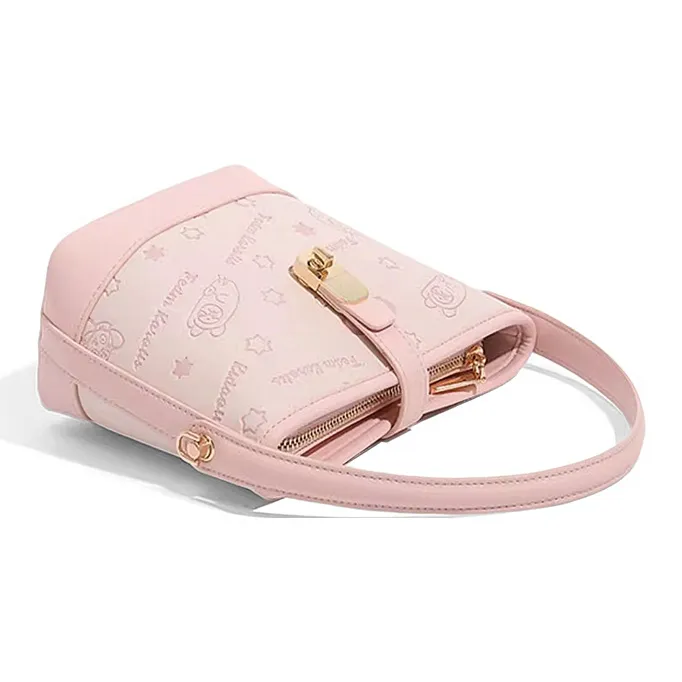 CLEVER& KETCH PU One Shoulder Handbag Regular Women's Pink/Ecru-4