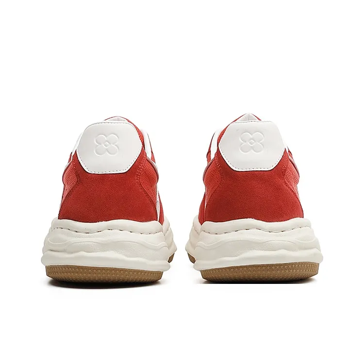 Angelmi Abrasion Resistant Slip Resistant Height Increasing Low Top Casual Shoes Unisex Red-3