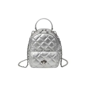 PAYOT Synthetic Leather Backpack Women's Silver/Light Yellow/Gray Blue