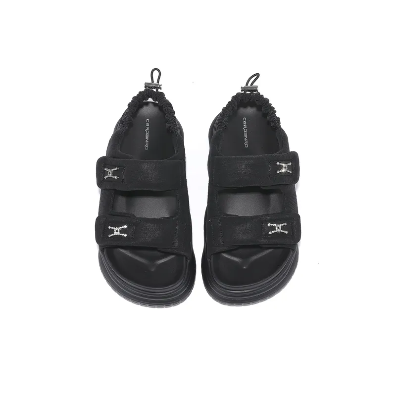 CARDANRO Beach Sandals Women's Black/Yellow-4