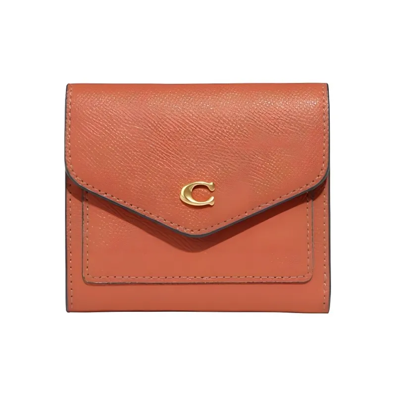 COACH Wyn Leather Wallet Women's Orange-Brown-0