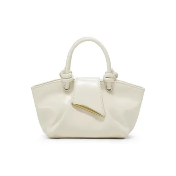 Simedin Cow Leather Shoulder Bag, Crossbody Bag, Handbag Mini Women's Deep Black/Cream White/Sunlight Yellow