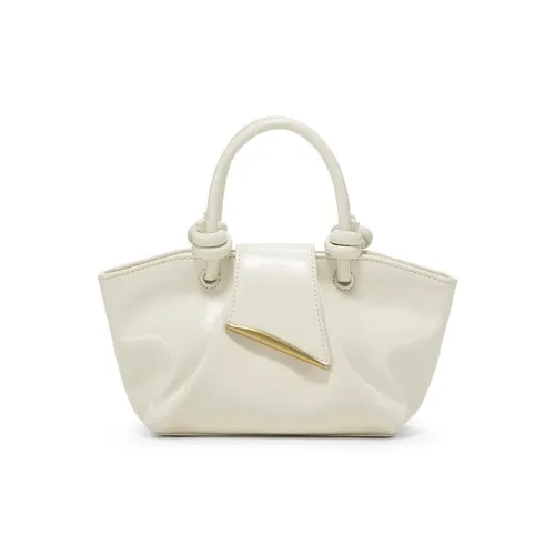 Simedin Cow Leather Shoulder Bag, Crossbody Bag, Handbag Mini Women's Deep Black/Cream White/Sunlight Yellow