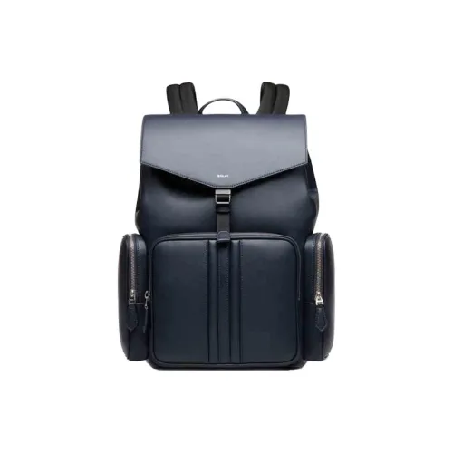 BALLY MAXI Fabric With Cow Leather Backpack Tubas Men's Midnight Blue