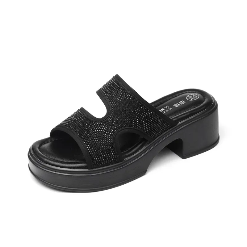 Cigna PU Polyurethane Quiet Slide Slippers Women's Black-0