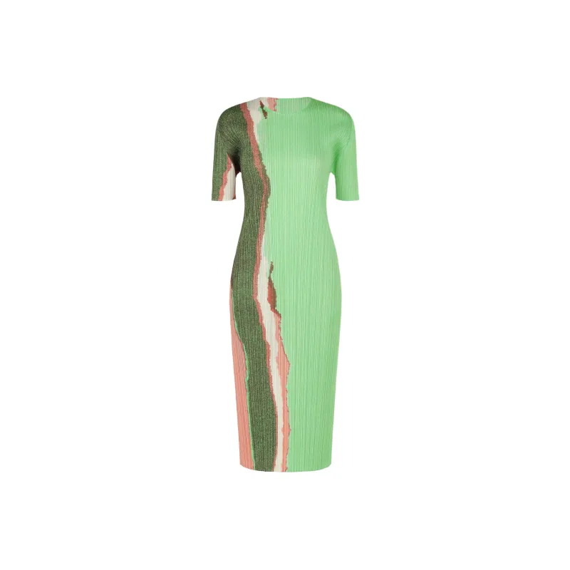PLEATS PLEASE ISSEY MIYAKE Short Sleeved Dress Women's Green-0
