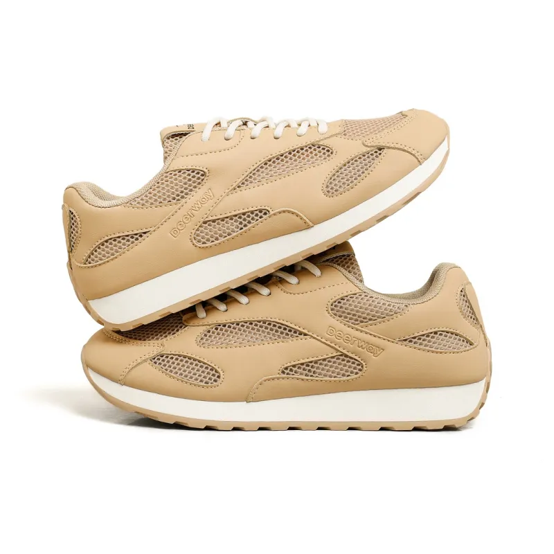 DEERWAY Height Increasing Abrasion Resistant Lightweight Slip Resistant Low Top Casual Shoes Women's Brown-2
