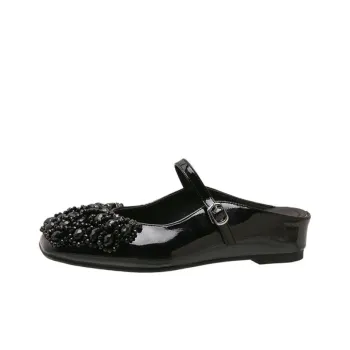 City Camel Rubber Sole Rhinestone Abrasion Resistant Slip Resistant Closed Toe Slippers Women's