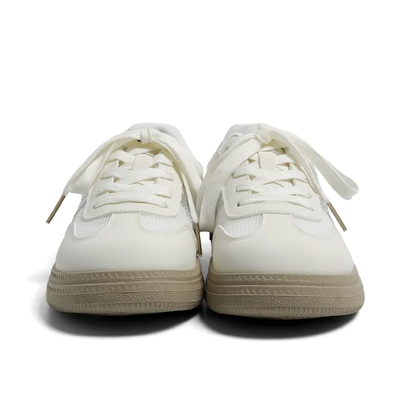 HUANQIU Slip Resistant, Abrasion Resistant, Lightweight Low Top Skateboard Shoes Women's Beige Silver-4