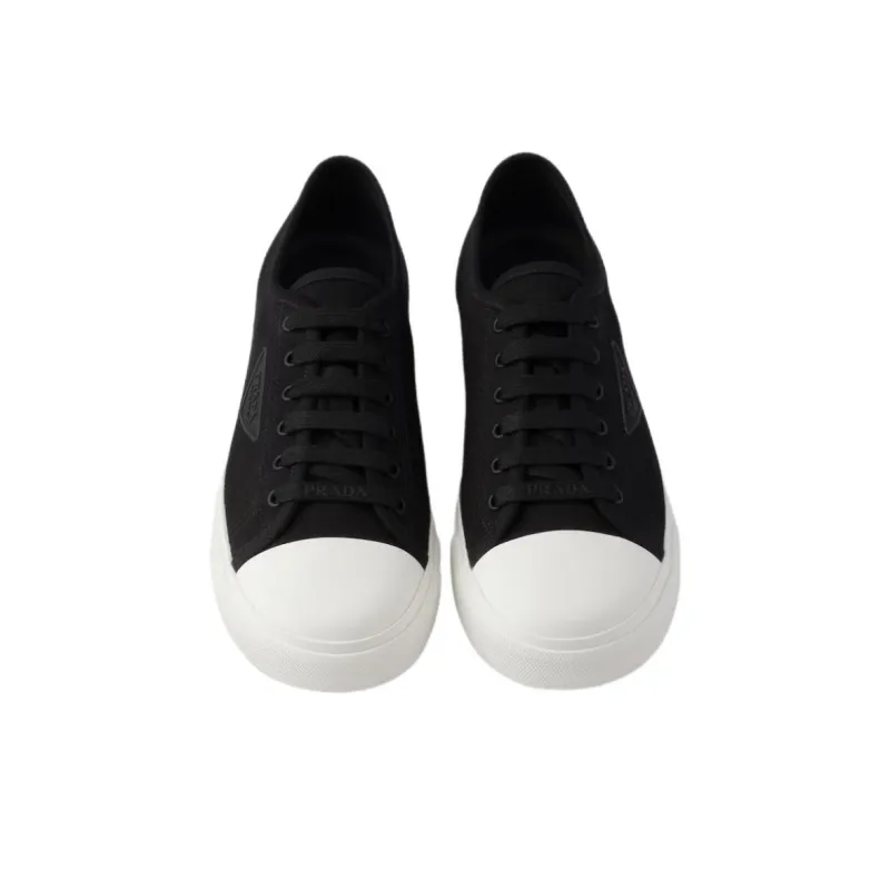 PRADA Low Top Canvas Shoes Men's Black-5