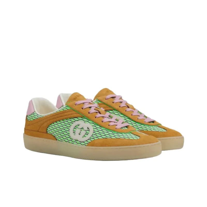 GUCCI G75 Low Top Skateboard Shoes Men's Brown Green-2