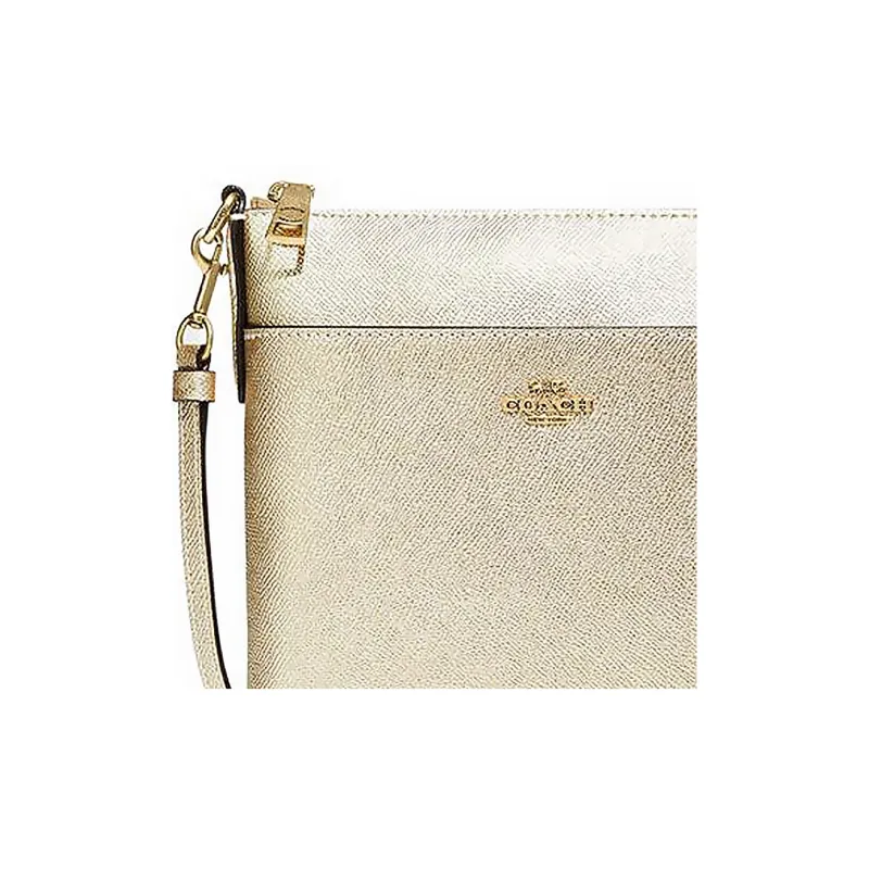 COACH Kitt Leather Messenger Bag, Shoulder Bag Trumpets Women's Champagne Gold-4