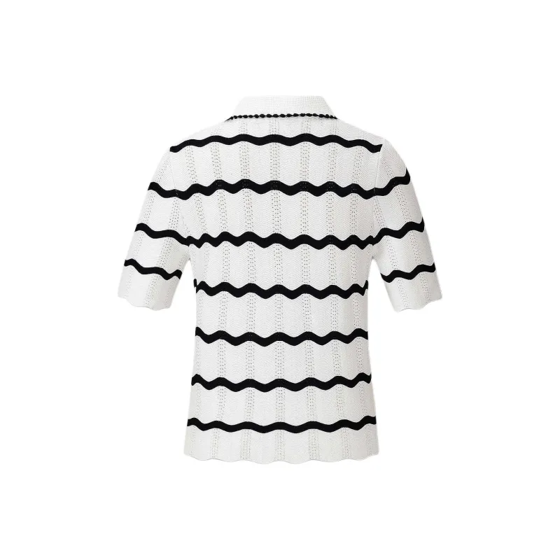 KARL LAGERFELD SS25 Polo Shirt Women's Black White-1