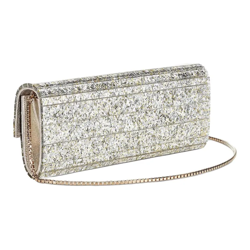 Jimmy Choo Shimmery Acrylic One Shoulder Clutch Women's Champagne-1