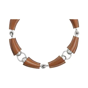 HERMES Leather Necklaces Women's Brown