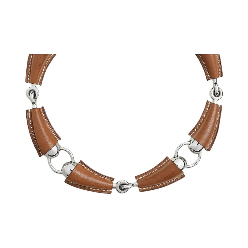 HERMES Leather Necklaces Women's Brown-0