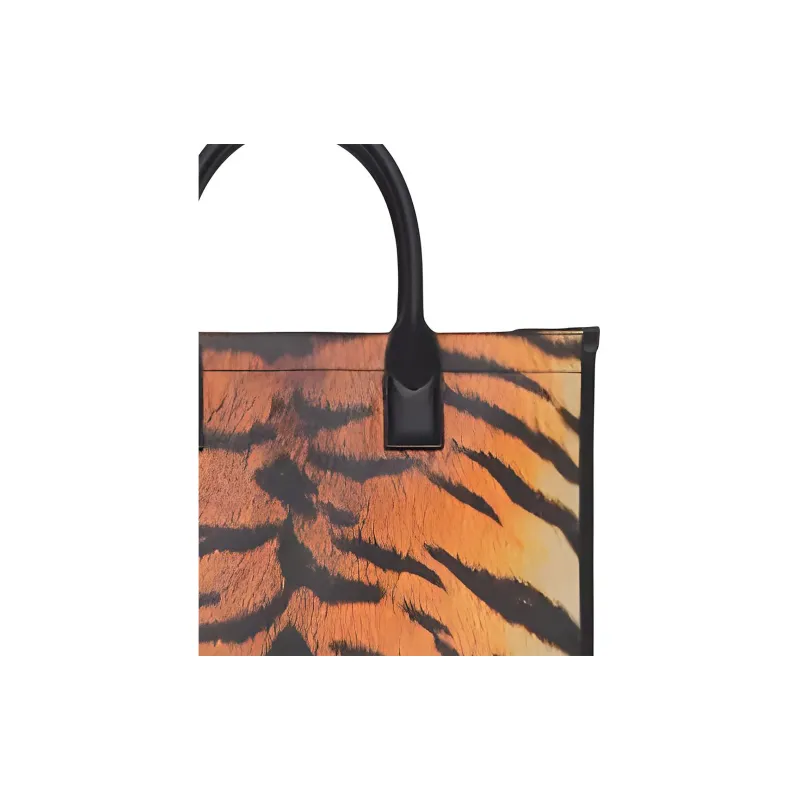 Burberry Cotton Tote Bag Shopping Bag Shoulder Bag Crossbody Bag Handbag Men's Black & Orange-2
