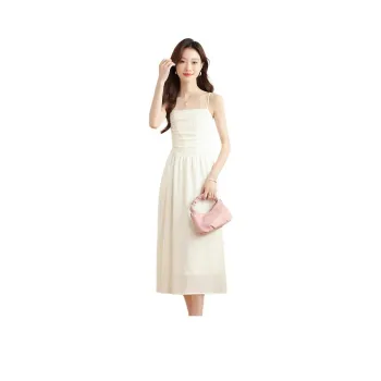 Mu Xiao Xin Slip Dresses Women's Beige Apricot
