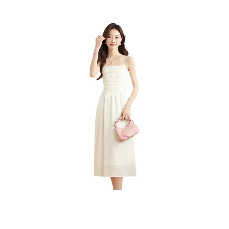 Mu Xiao Xin Slip Dresses Women's Beige Apricot-0