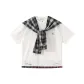 White T-Shirt+Black White Shawl