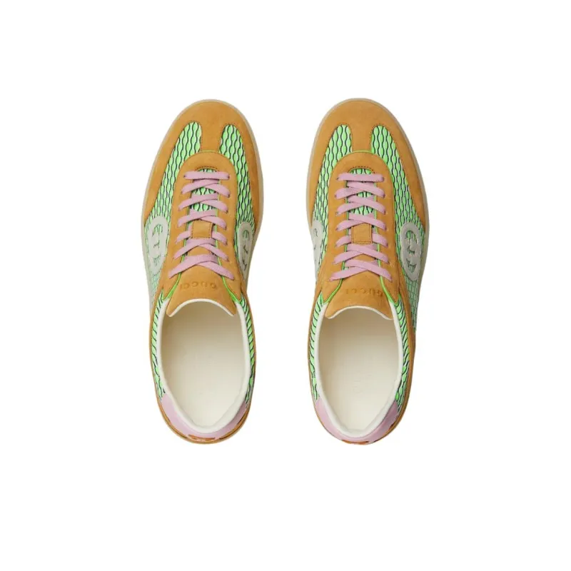 GUCCI G75 Low Top Skateboard Shoes Men's Brown Green-3