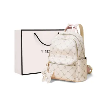 VINEY Synthetic Leather Backpack Large Size Women's Pink