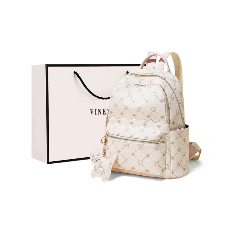 VINEY Synthetic Leather Backpack Large Size Women's Pink-0