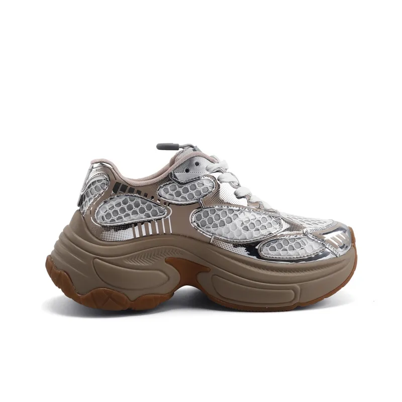 DHARRY Leisure Time Collection Height Increasing Breathable Low Top Chunky Sneakers Women's-2