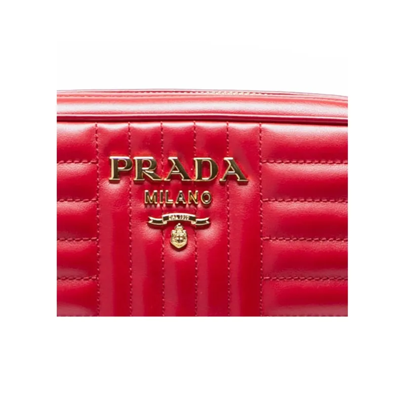 PRADA Diagramme Leather Shoulder Bag, Crossbody Bag Women's Red-2