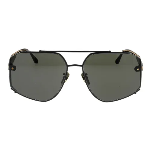 Linda Farrow Titanium Aviator Sunglasses Women's Black