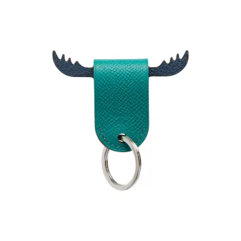 HERMES Cow Leather Bag Charm Bag Accessory Unisex Peacock Blue