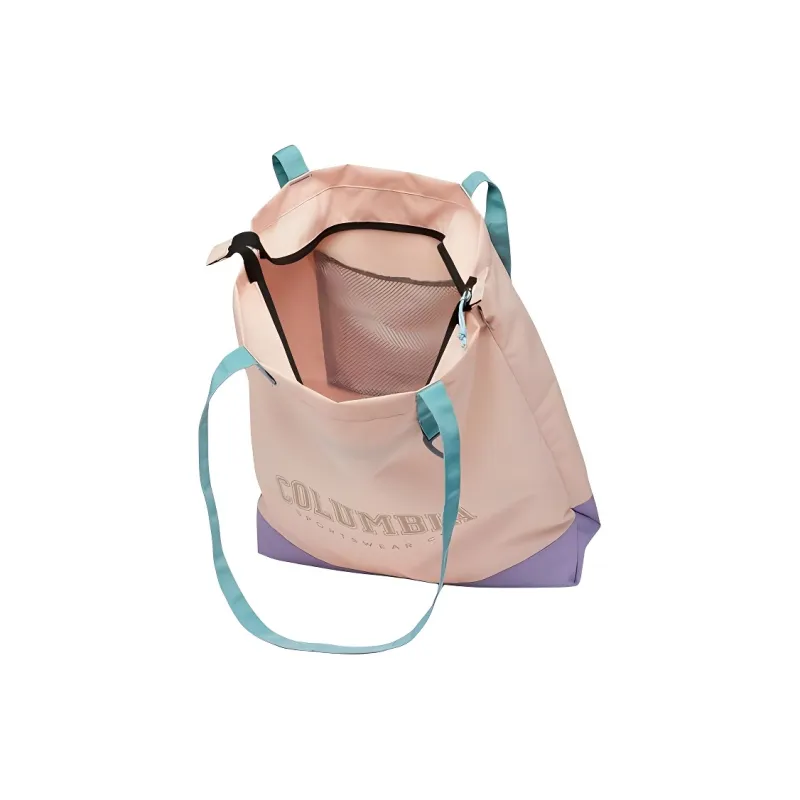 Columbia Polyester Tote Bag Shopping Bag Shoulder Bag Handbag Unisex Peachy Pink Matte Purple-2