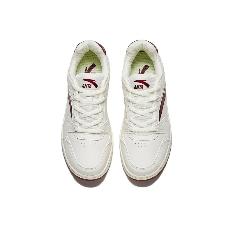 Anta Original Year Slip Resistant Height Increasing Low Top Skateboard Shoes Women's White Red-4