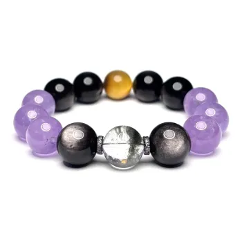MOUNTAINS AND MANS Natural Obsidian Luxury Good Luck Beaded Bracelet Men's