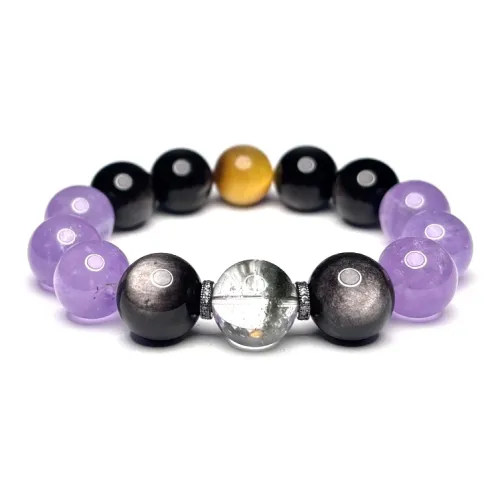 MOUNTAINS AND MANS Natural Obsidian Luxury Good Luck Beaded Bracelet Men's