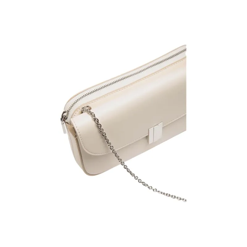 BALLY Ollam Cow Leather Crossbody Bag, Shoulder Bag Women's Milkshake White-3