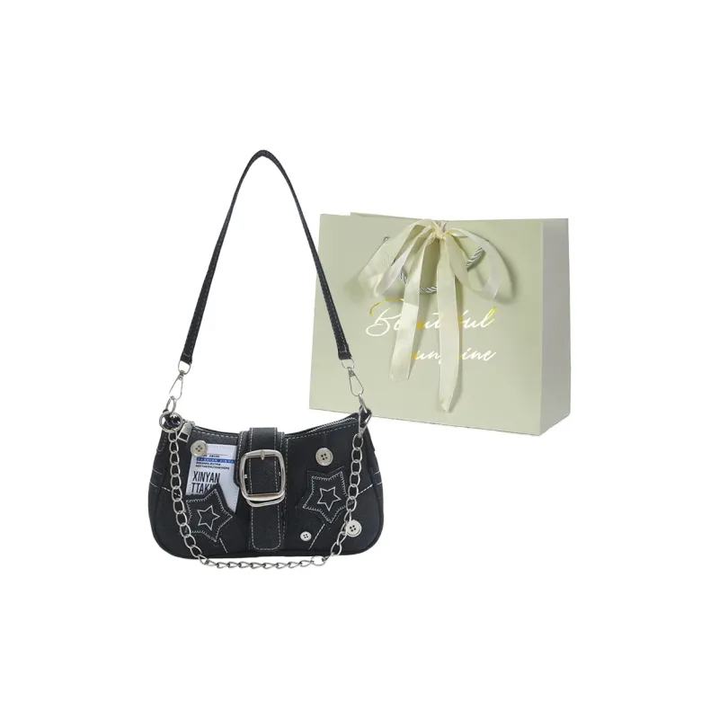 JIANGLIDA PU Shoulder Bag Women's Blue/Black-4