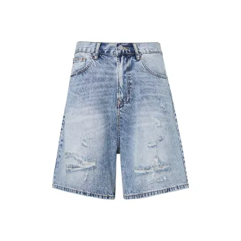GTRG Denim Shorts Unisex Snowflake Blue