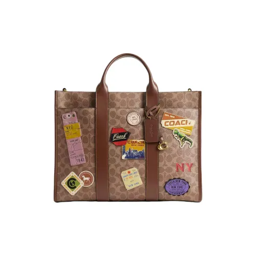 COACH Wesley Canvas With Calfskin Tote Bag, Shopping Bag, Shoulder Bag, Crossbody Bag, Handbag Tubas Women's Brown