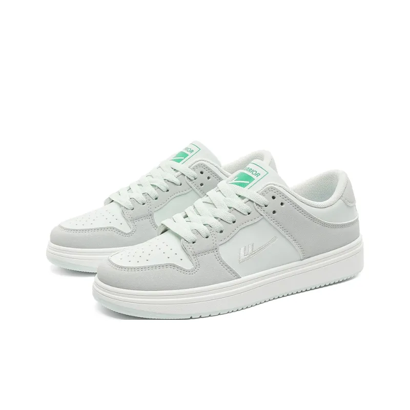 Warrior Abrasion Resistant Breathable Low Top Skateboard Shoes Women's Gray Blue Green-3