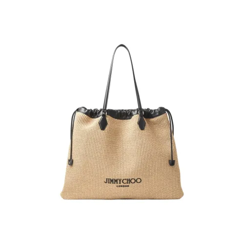 Jimmy Choo Raffia With Calfskin Tote Bag, Shopping Bag, Handbag Tubas Women's Natural